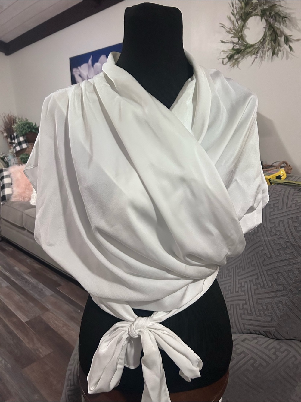 Fab’rik wrap crop Top in White S